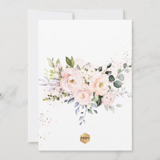 PixDezines H2 Blush Rozen Eerste Heilige Communie Kaart (Achterkant)