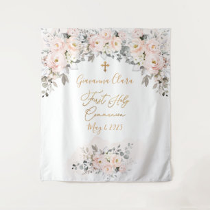 PixDezines H2 Blush Rozen Eerste Heilige Communie  Wandkleed