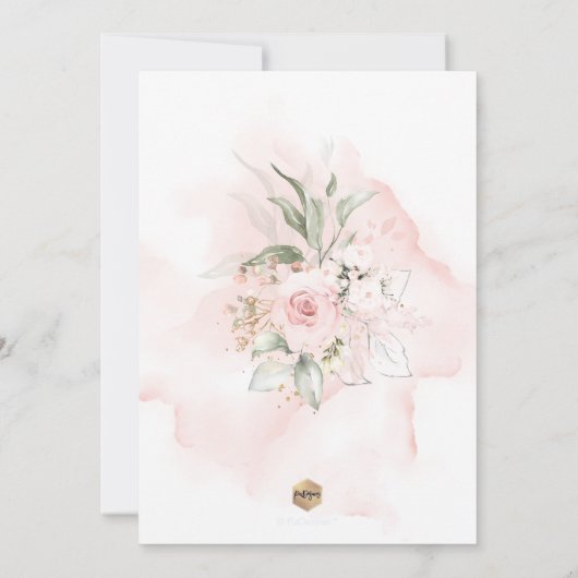 PixDezines H2 Blush Rozen Hydrangea Vrijgezellenfe Kaart (Achterkant)