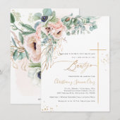 PixDezines H2 Blush White Anemones Bautizo Kaart (Voorkant / Achterkant)