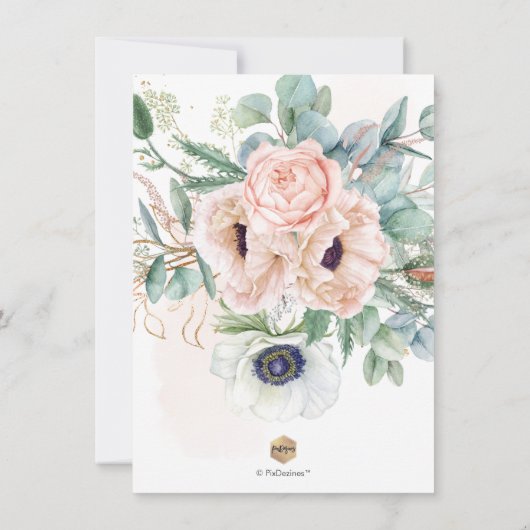 PixDezines H2 Blush White Anemones Bautizo Kaart (Achterkant)