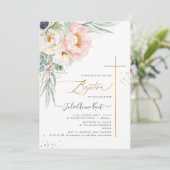PixDezines H2 Blush White Peonies Baptisme Kaart (Staand voorkant)