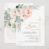 PixDezines H2 Blush Wit+Blush Pioenrozen Doop Kaart (Voorkant / Achterkant)