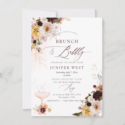 PixDezines H2 Boho Herfst Bloemen Brunch Bruisend  Save The Date (Voorkant)