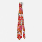 PixDezines H2 Botanisch Rood n Sinaasappel Stropdas (Voorkant)