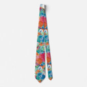 PixDezines H2 Botanische Magenta Koraal Sinaasappe Stropdas (Voorkant)