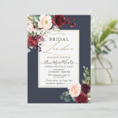 PixDezines H2 Burgundy Blush Bridal Luncheon Kaart (Staand voorkant)