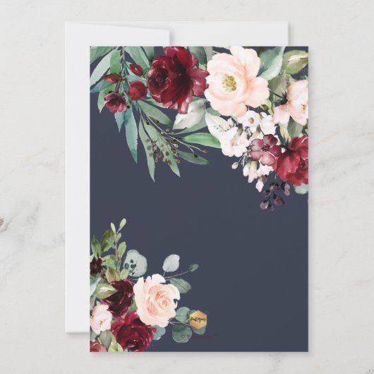 PixDezines H2 Burgundy Blush Bridal Luncheon Kaart (Achterkant)