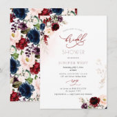 PixDezines H2 Burgundy Blush Floral Vrijgezellenfe Save The Date (Voorkant / Achterkant)