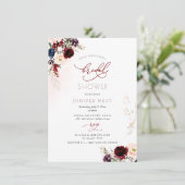 PixDezines H2 Burgundy Blush Floral Vrijgezellenfe Save The Date (Staand voorkant)