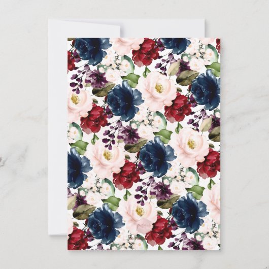 PixDezines H2 Burgundy Blush Floral Vrijgezellenfe Save The Date (Achterkant)