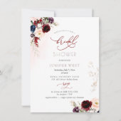 PixDezines H2 Burgundy Blush Floral Vrijgezellenfe Save The Date (Voorkant)