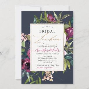 PixDezines H2 Burgundy Navy Blush Bridal Luncheon Kaart
