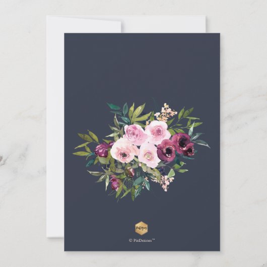 PixDezines H2 Burgundy Navy Blush Bridal Luncheon Kaart (Achterkant)