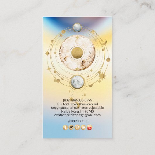 PixDezines H2 Celestial Healing Handen Visitekaartje (Achterkant)