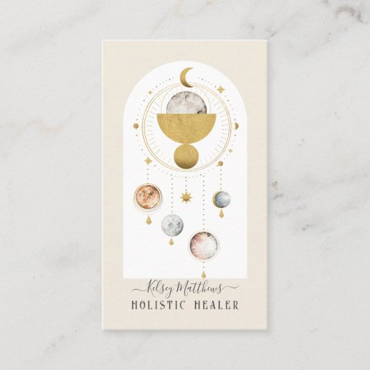 PixDezines H2 Celestial Works Faux Gold Visitekaartje (Voorkant)