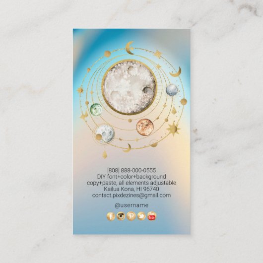 PixDezines H2 Celestial Works Faux Gold Visitekaartje (Achterkant)