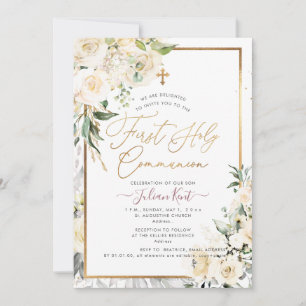 PixDezines H2 Crème Roos Eerste Heilige Communie Kaart