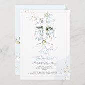 PixDezines H2 Dusty Blue Eucalyptus Baptisme Kaart (Voorkant / Achterkant)