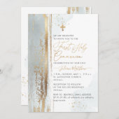 PixDezines H2 Dusty Blue First Heilige Communie Kaart (Voorkant / Achterkant)