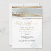 PixDezines H2 Dusty Blue First Heilige Communie Kaart (Voorkant)