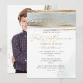 PixDezines H2 Dusty Blue First Heilige Communie Kaart (Voorkant / Achterkant)