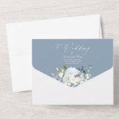 PixDezines H2 Dusty Blue Flowers Rozen Hydrangea All In One Uitnodiging (Achterkant)