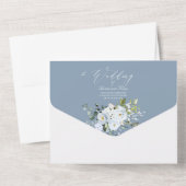 PixDezines H2 Dusty Blue Flowers Rozen Hydrangea All In One Uitnodiging (Achterkant)