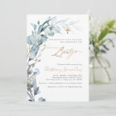 PixDezines H2 Dusty Blue Gum Eucalyptus Bautizo Kaart (Staand voorkant)