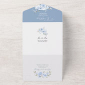 PixDezines H2 Dusty Blue Rozen Hydrangea All In One Uitnodiging (Buitenkant)