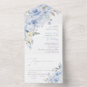 PixDezines H2 Dusty Blue Rozen Hydrangea All In One Uitnodiging (Binnen)