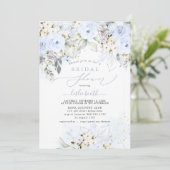 PixDezines H2 Dusty Blue Rozen Vrijgezellenfeest Kaart (Staand voorkant)