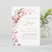 PixDezines H2 Dusty Blush Gum Eucalyptus Bautizo Kaart (Staand voorkant)