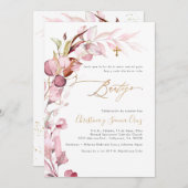 PixDezines H2 Dusty Blush Gum Eucalyptus Bautizo Kaart (Voorkant / Achterkant)