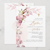 PixDezines H2 Dusty Blush Gum Foliage Baptisme Kaart (Voorkant / Achterkant)