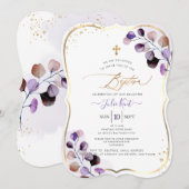 PixDezines H2 Dusty Paars Gum Eucalyptus Baptisme Kaart (Voorkant / Achterkant)