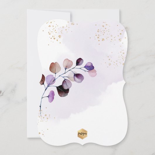 PixDezines H2 Dusty Paars Gum Eucalyptus Baptisme Kaart (Achterkant)