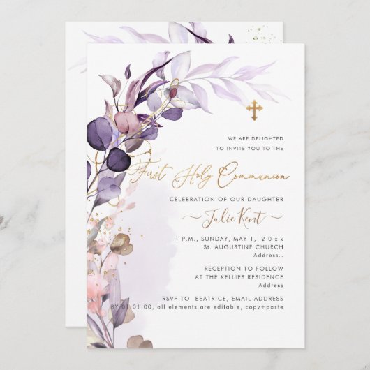 PixDezines H2 Dusty Paars Gum Foliage Commune Kaart (Voorkant / Achterkant)