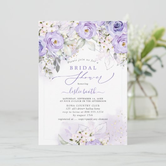 PixDezines H2 Dusty Paarse Rozen Vrijgezellenfeest Kaart (Staand voorkant)