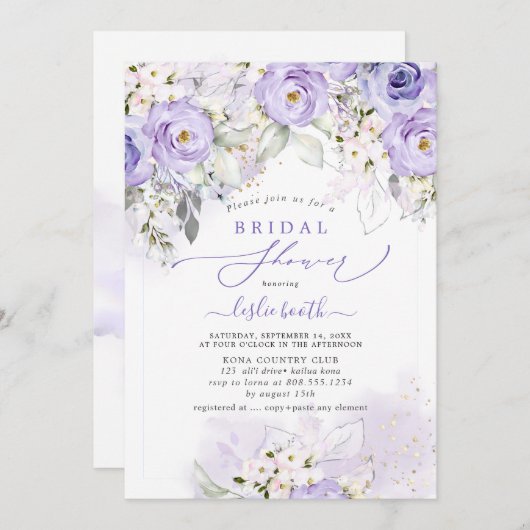 PixDezines H2 Dusty Paarse Rozen Vrijgezellenfeest Kaart (Voorkant / Achterkant)