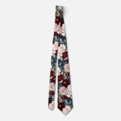 PixDezines H2 Dusty Pink Blush Burgundy Flowers Ne Stropdas (Achterkant)