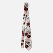 PixDezines H2 Dusty Pink Blush Burgundy Flowers Stropdas (Achterkant)