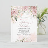 PixDezines H2 Dusty Pink Roses Vrijgezellenfeest Kaart (Staand voorkant)