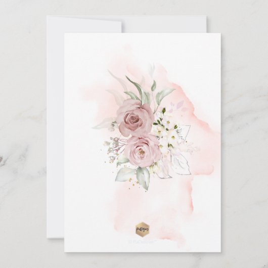 PixDezines H2 Dusty Pink Roses Vrijgezellenfeest Kaart (Achterkant)