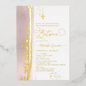 PixDezines H2 Dusty Roos Batismo Real Gold Foil Folie Uitnodiging (Voorkant)