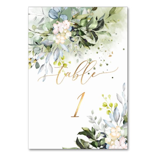 PixDezines H2 Elegant Blue Gum Eucalyptus FauxGold Kaart (Voorkant)