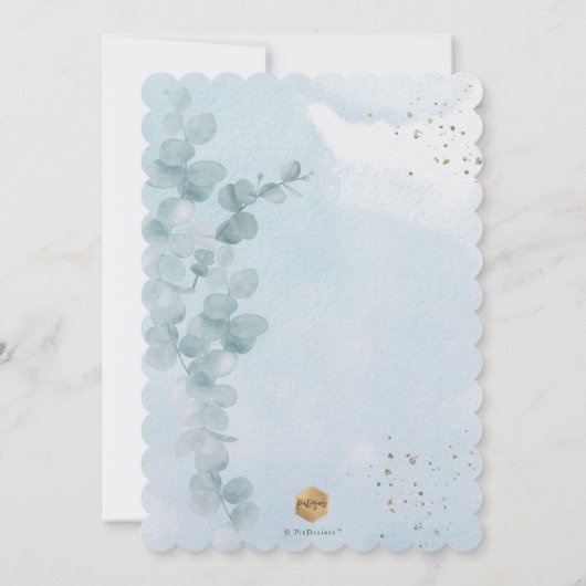 PixDezines H2 Eucalyptus Baptism Uitnodiging (Achterkant)