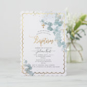 PixDezines H2 Eucalyptus Baptism Uitnodiging (Staand voorkant)