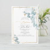 PixDezines H2 Eucalyptus Baptism Uitnodiging (Staand voorkant)