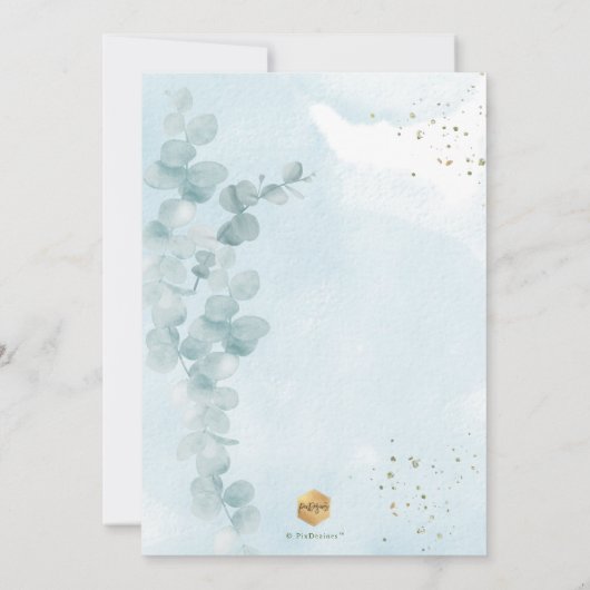 PixDezines H2 Eucalyptus Baptism Uitnodiging (Achterkant)